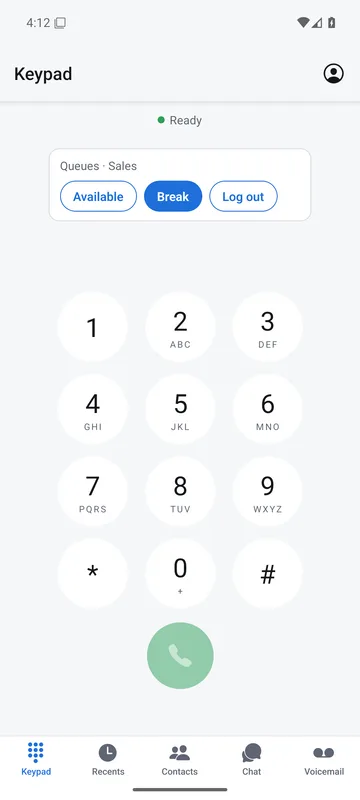 4voice app keypad with queue status